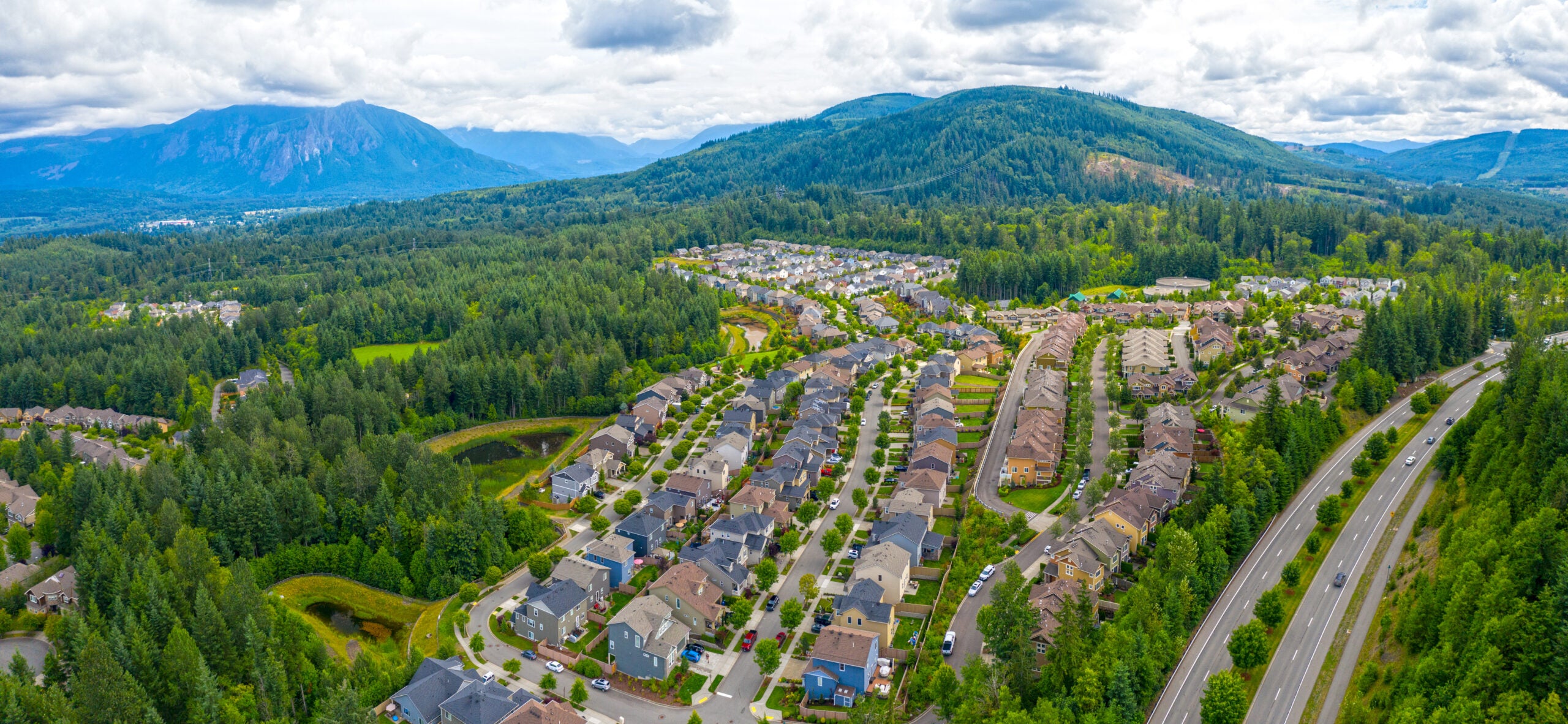 Snoqualmie Ridge Washington USA Aerial Overview Suburban Neighborhood